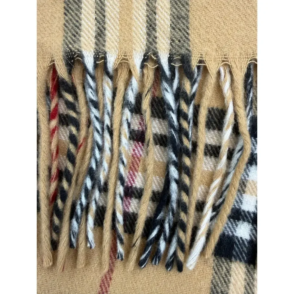 Cashmink by V. Fraas Plaid Scarf Camel Nova Check Fringe Made in Germany